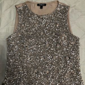 Sequin and pearl tank top